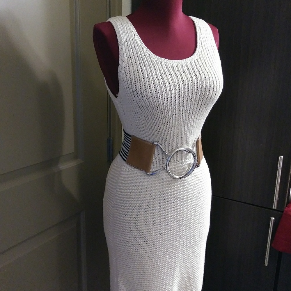 Nicole Miller Smocked Knit Sleeveless Dress M